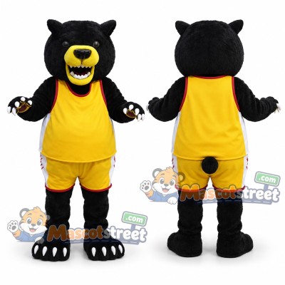 Black Bear Mascot Costume with Yellow Sports Uniform Black Bear Mascot Costume with Yellow Sports Uniform