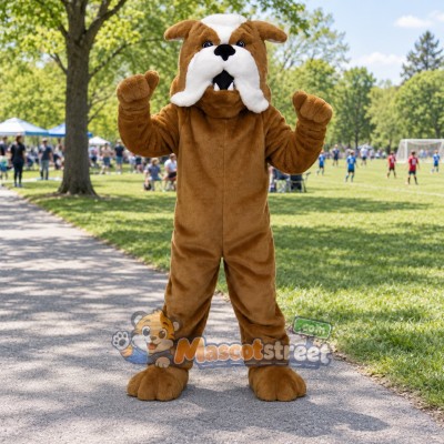 Brown Bulldog Mascot Costume Brown Bulldog Mascot Costume