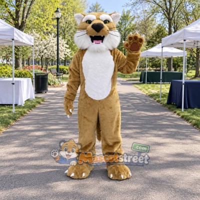 Tan Bobcat Mascot Costume Tan Bobcat Mascot Costume