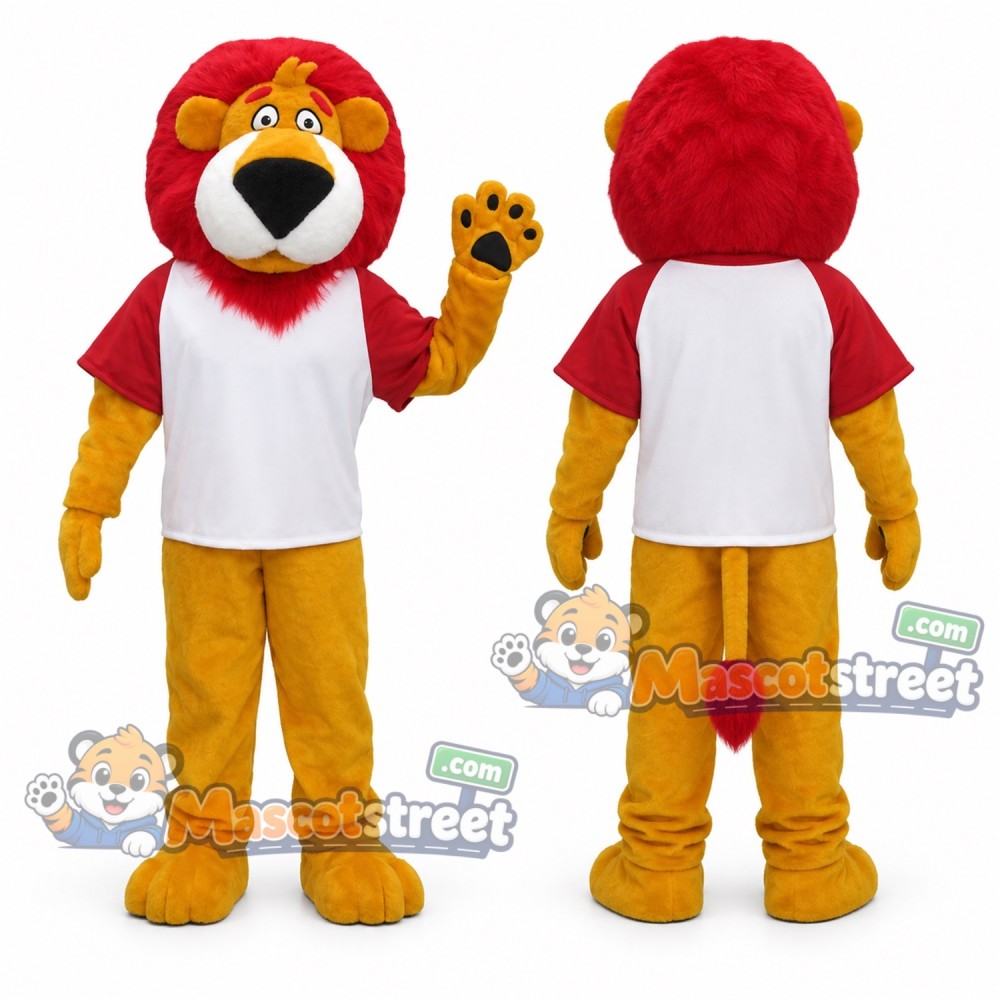 Yellow Lion Mascot Costume with White Shirt Yellow Lion Mascot Costume with White Shirt