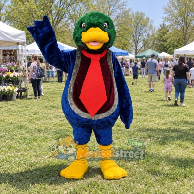 Mallard Duck Mascot Costume with Red Tie Mallard Duck Mascot Costume with Red Tie