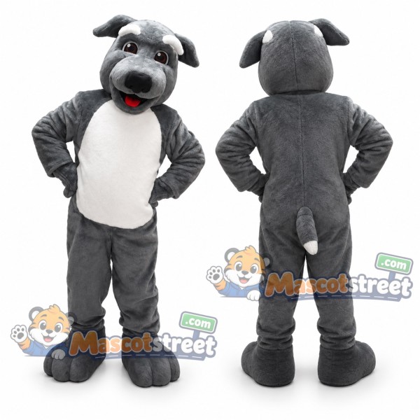 Gray Dog Mascot Costume