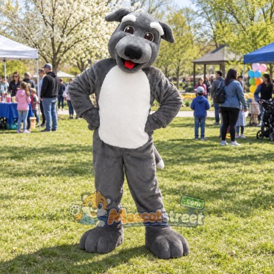 Gray Dog Mascot Costume Gray Dog Mascot Costume