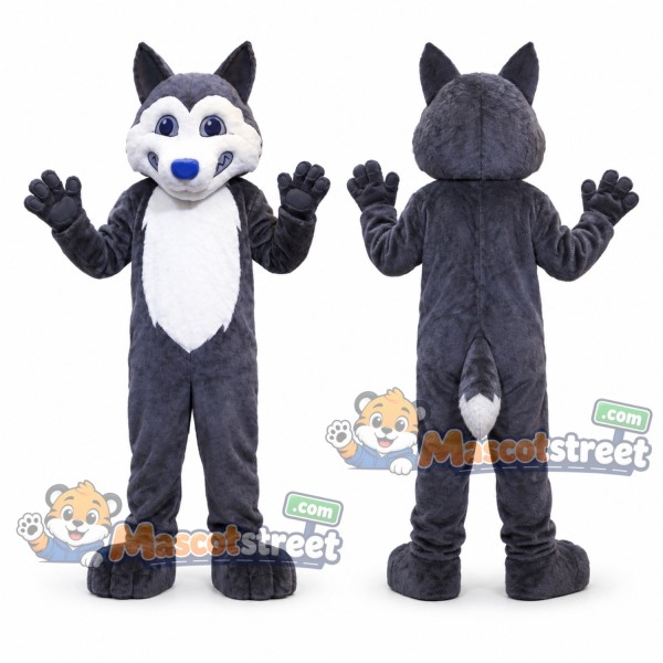 Gray Husky Mascot Costume