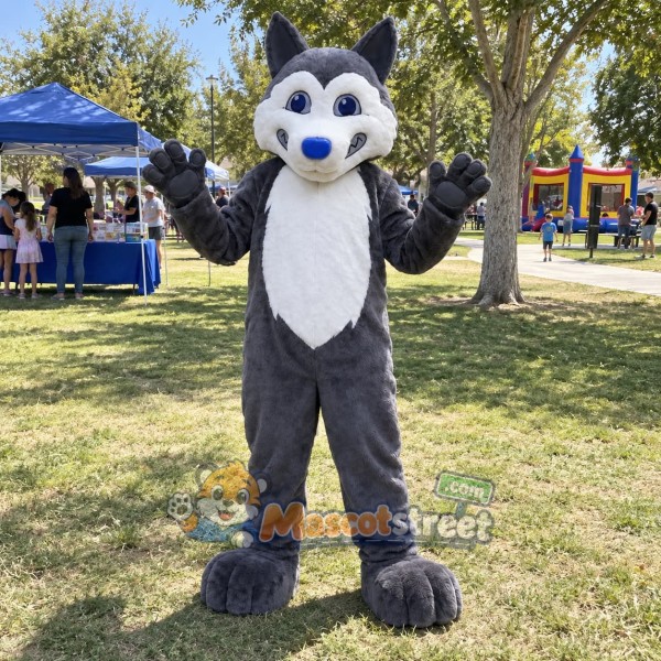 Gray Husky Mascot Costume