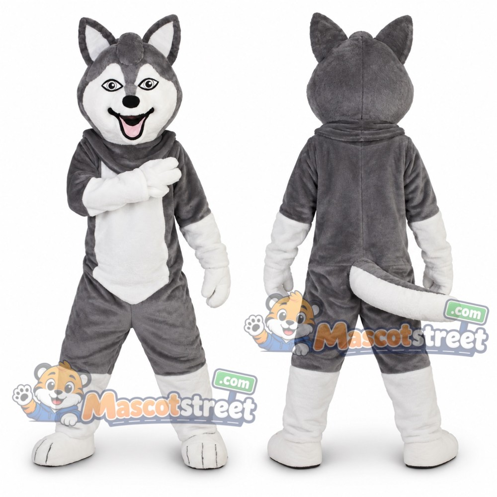 Gray Husky Mascot Costume
