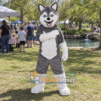 Gray Husky Mascot Costume