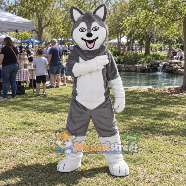 Gray Husky Mascot Costume