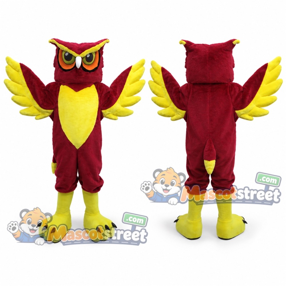 Burgundy Owl Mascot Costume