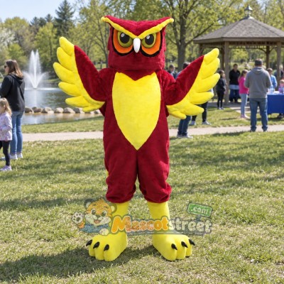 Burgundy Owl Mascot Costume