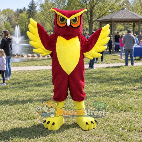 Burgundy Owl Mascot Costume