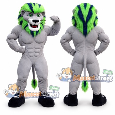 Gray Lion Mascot Costume Gray Lion Mascot Costume