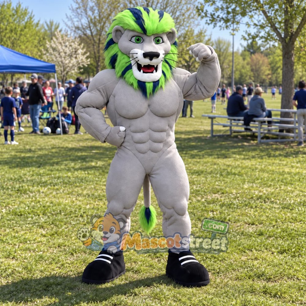 Gray Lion Mascot Costume Gray Lion Mascot Costume