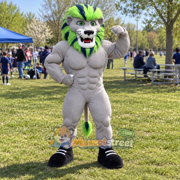 Gray Lion Mascot Costume