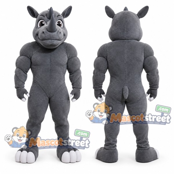 Gray Rhino Mascot Costume