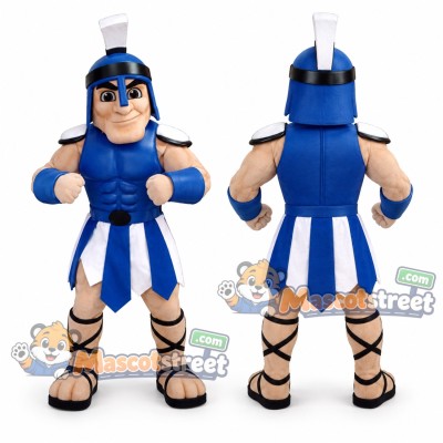 Roman Warrior Mascot Costume with Blue Armor and Helmet Roman Warrior Mascot Costume with Blue Armor and Helmet