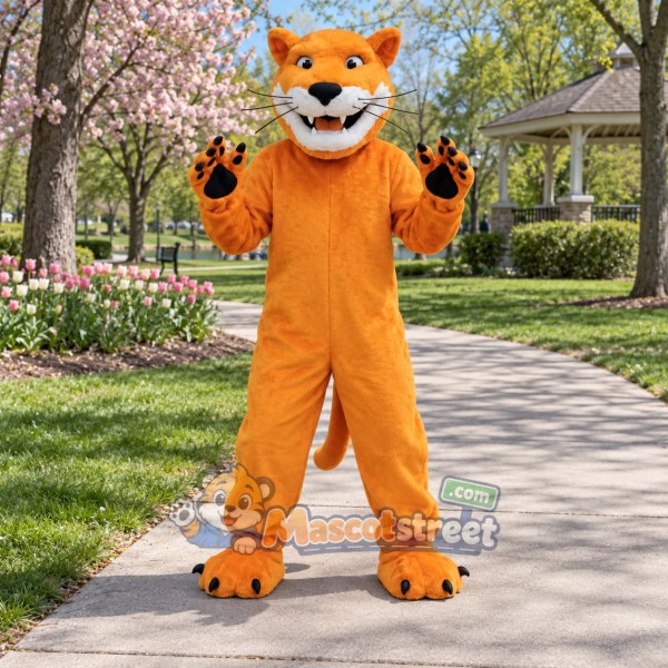 Orange Cougar Mascot Costume