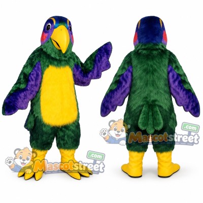 Green and Purple Parrot Mascot Costume