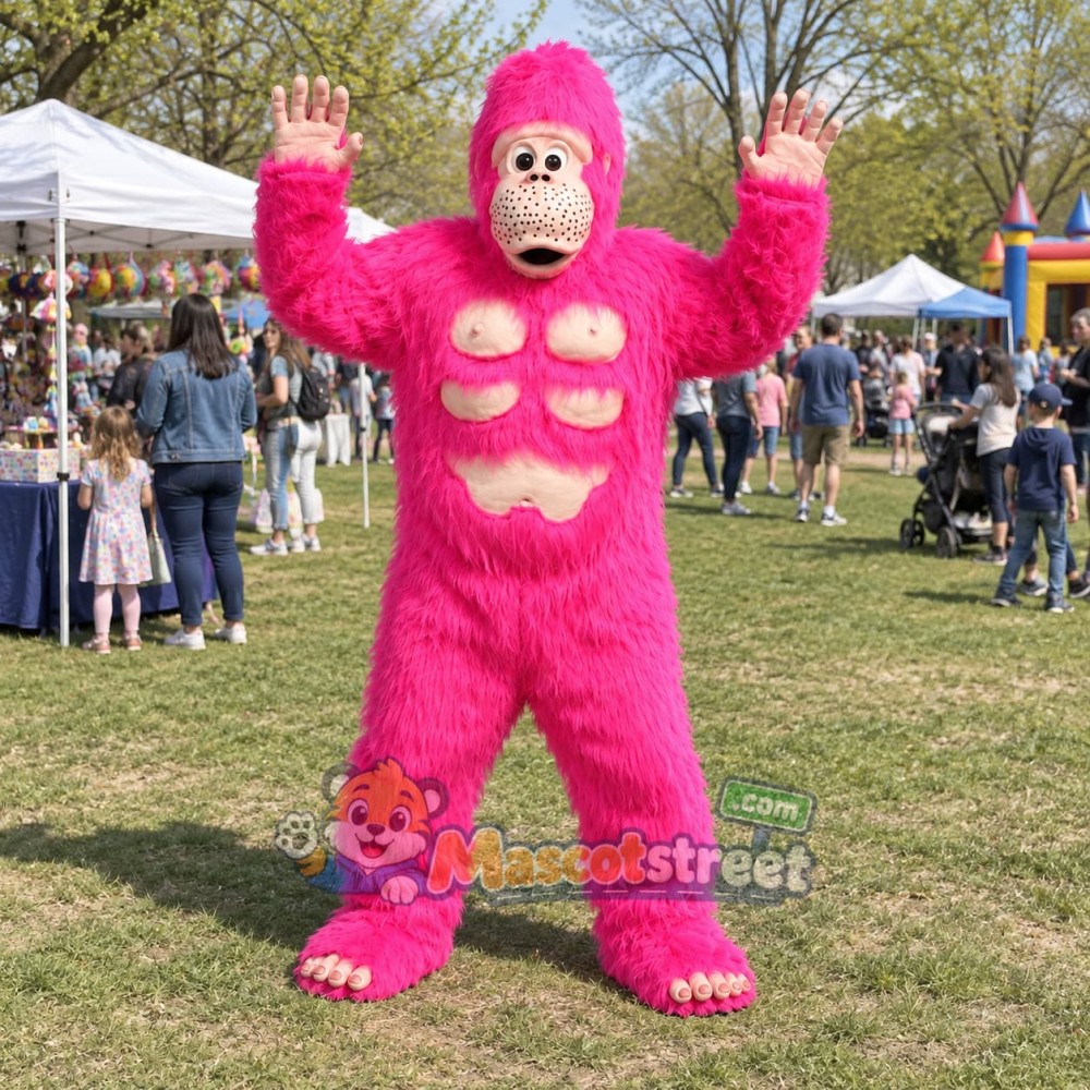 Pink Gorilla Mascot Costume Pink Gorilla Mascot Costume