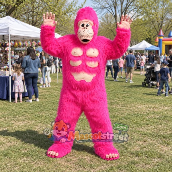 Pink Gorilla Mascot Costume