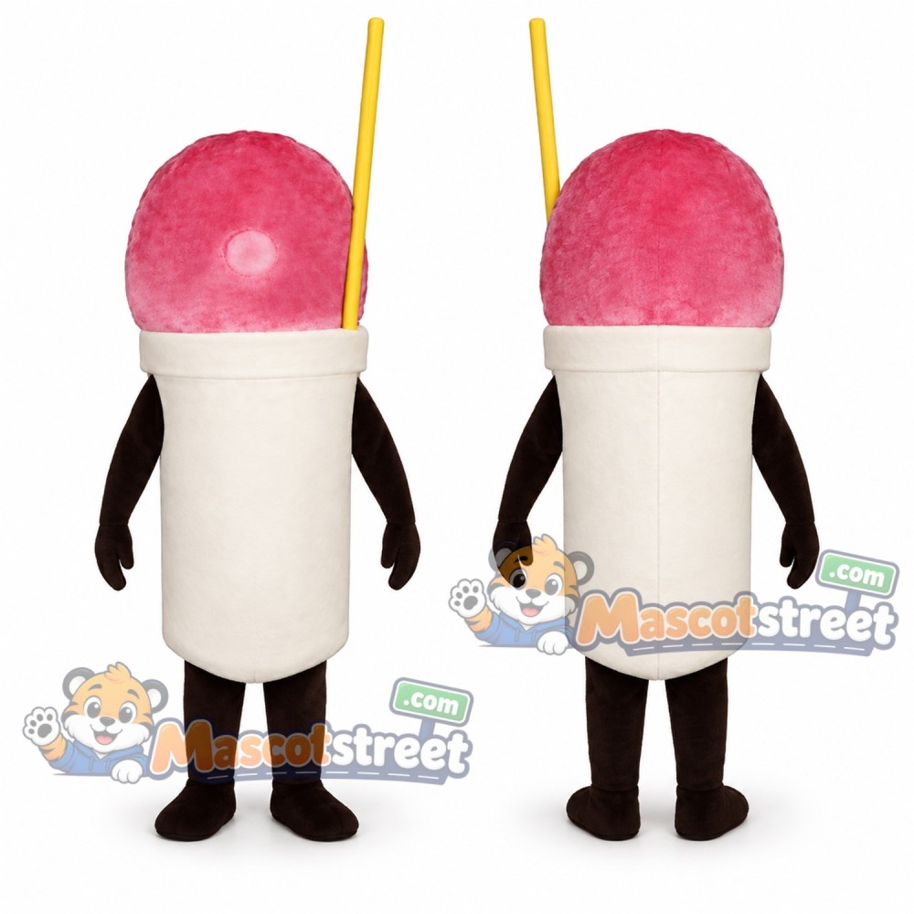 Pink Frozen Drink Mascot Costume Pink Frozen Drink Mascot Costume