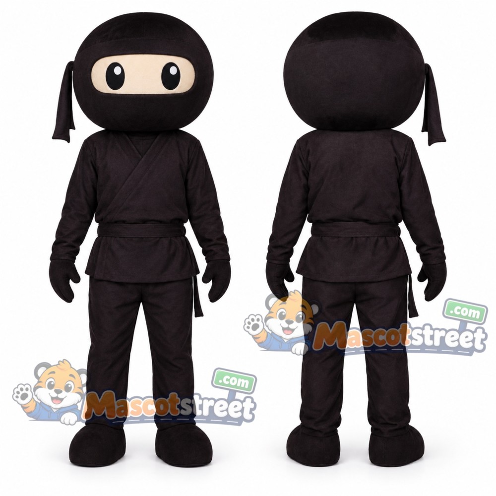 Ninja Mascot Costume with Black Outfit Ninja Mascot Costume with Black Outfit