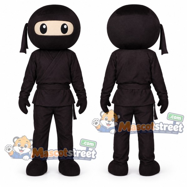 Ninja Mascot Costume with Black Outfit