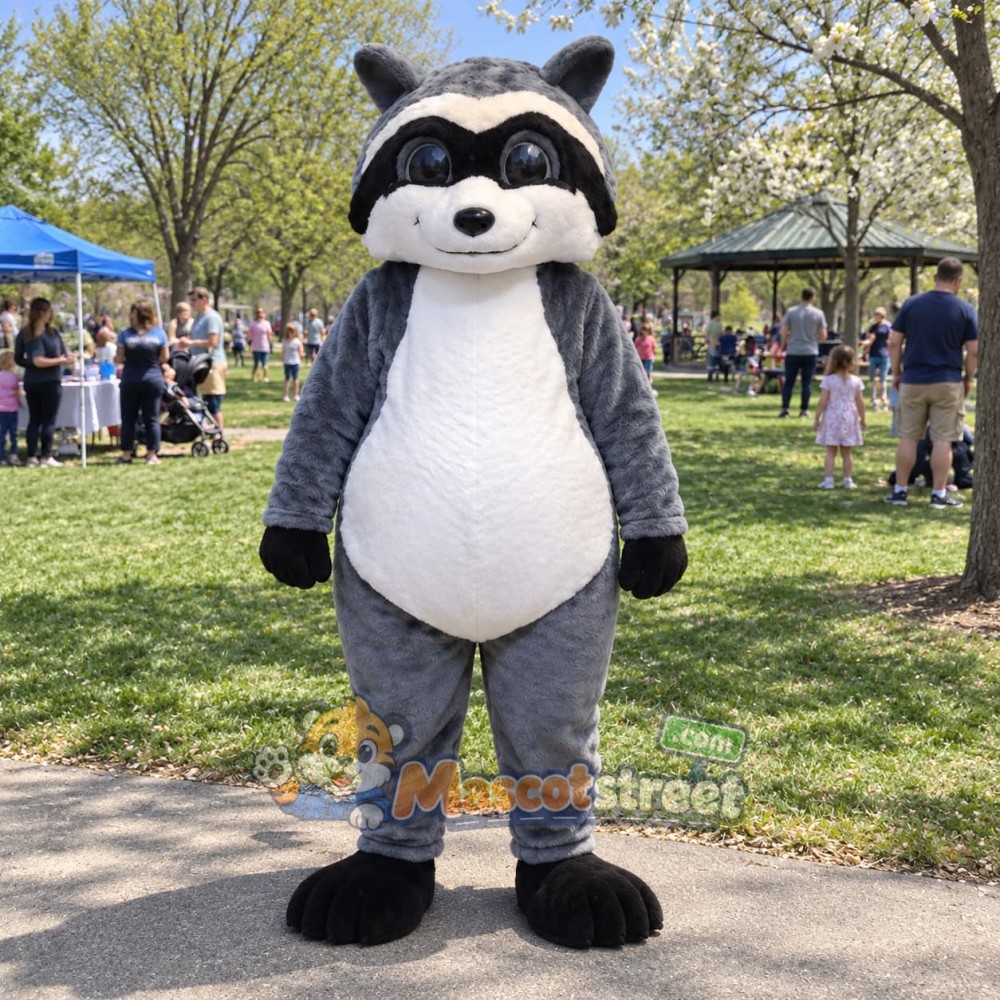 Gray Raccoon Mascot Costume Gray Raccoon Mascot Costume