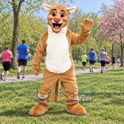 Tan Cougar Mascot Costume Tan Cougar Mascot Costume
