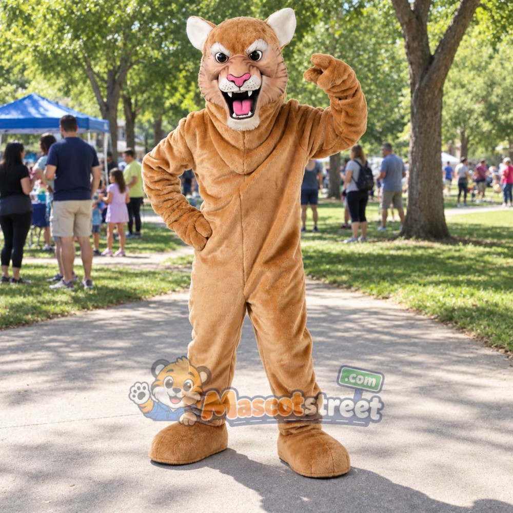 Tan Cougar Mascot Costume Tan Cougar Mascot Costume