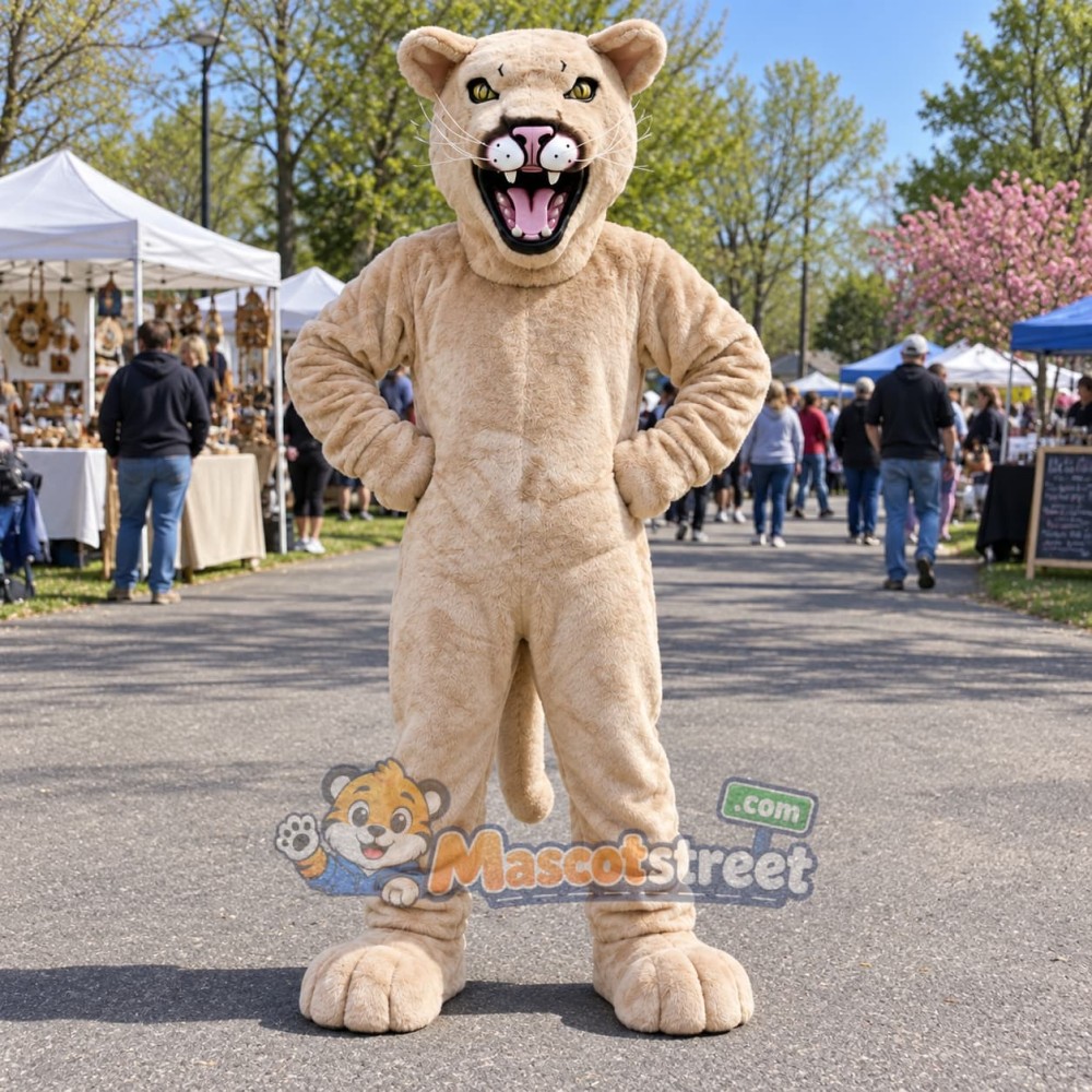 Tan Cougar Mascot Costume Tan Cougar Mascot Costume