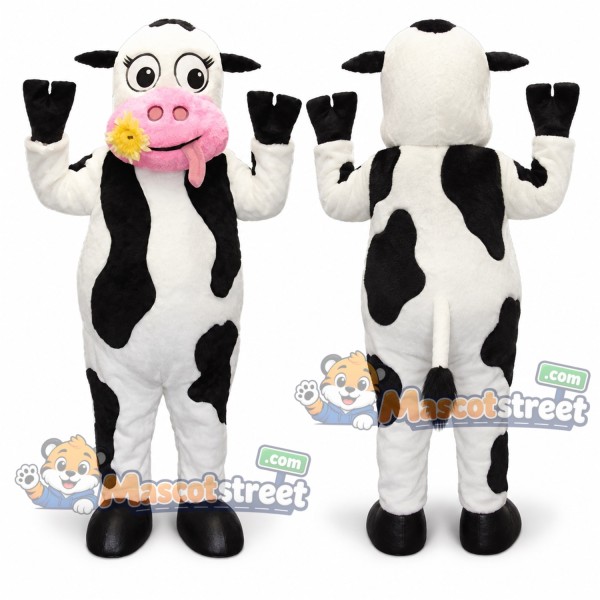 Black and White Cow Mascot Costume