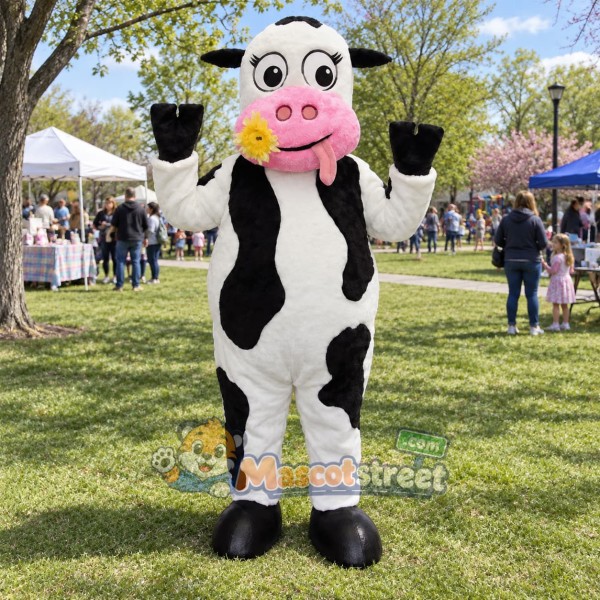 Black and White Cow Mascot Costume