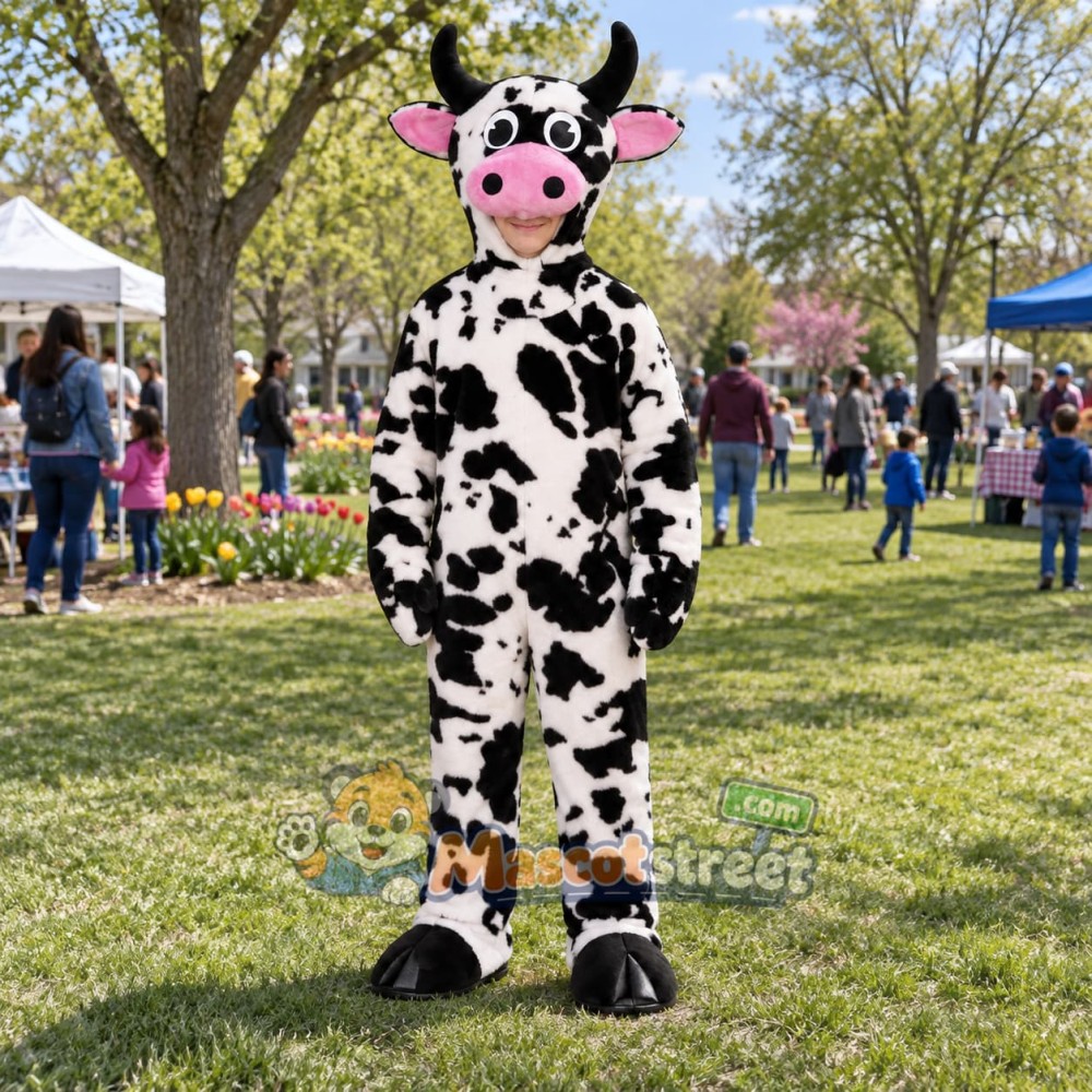 Black and White Cow Mascot Costume Black and White Cow Mascot Costume