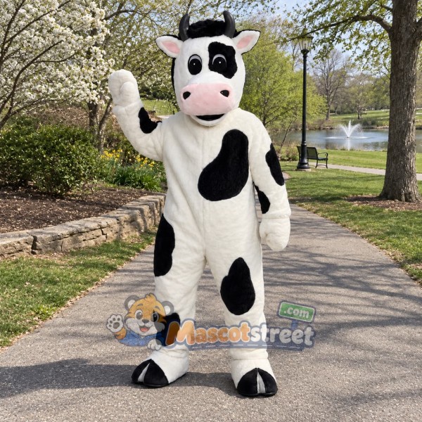 Black and White Cow Mascot Costume