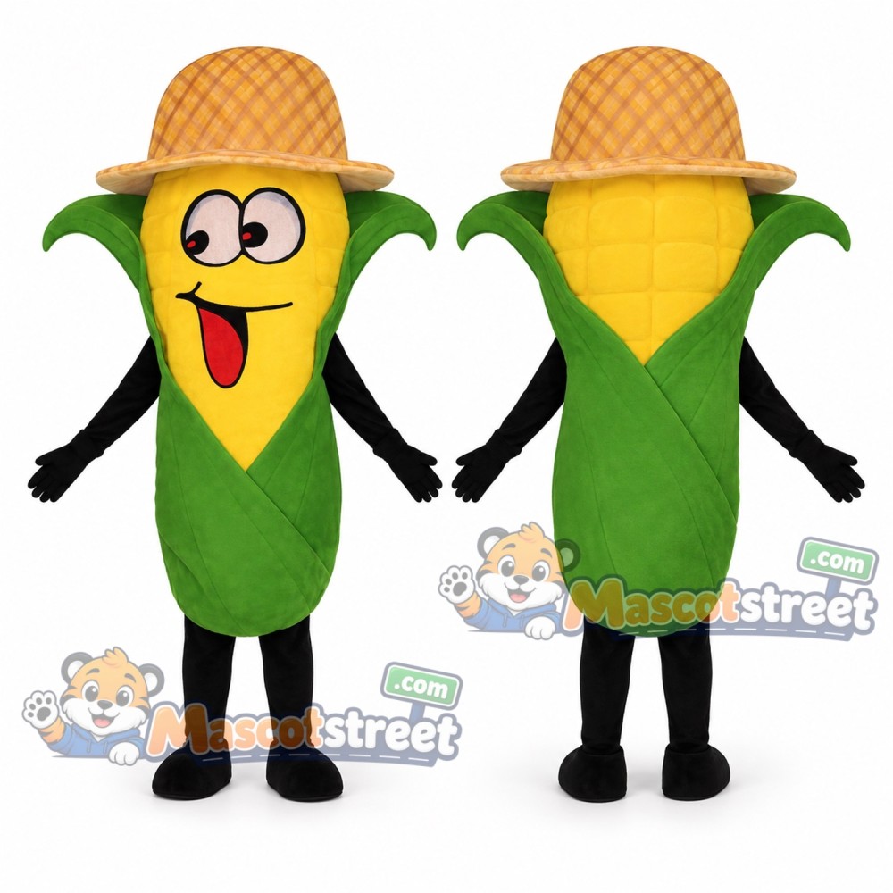 Corn Mascot Costume with Straw Hat