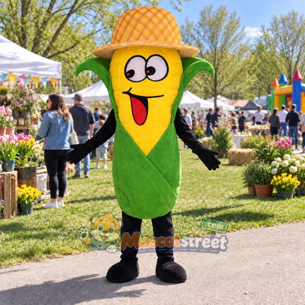 Corn Mascot Costume with Straw Hat