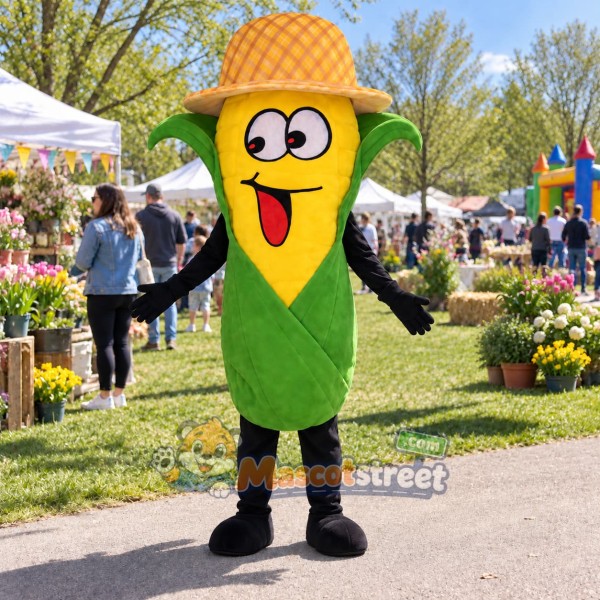 Corn Mascot Costume with Straw Hat