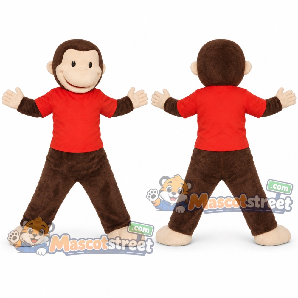 Brown Monkey Mascot Costume with Red Shirt Brown Monkey Mascot Costume with Red Shirt