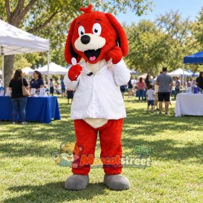 Red Dog Mascot Costume with White Shirt Red Dog Mascot Costume with White Shirt
