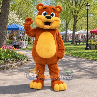 Orange Bear Mascot Costume