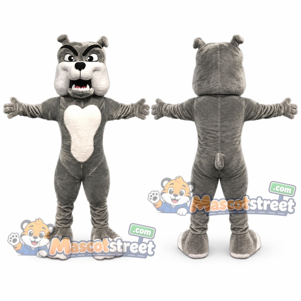 Gray Bulldog Mascot Costume Gray Bulldog Mascot Costume