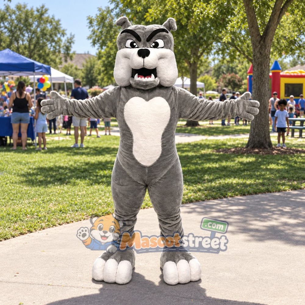 Gray Bulldog Mascot Costume Gray Bulldog Mascot Costume