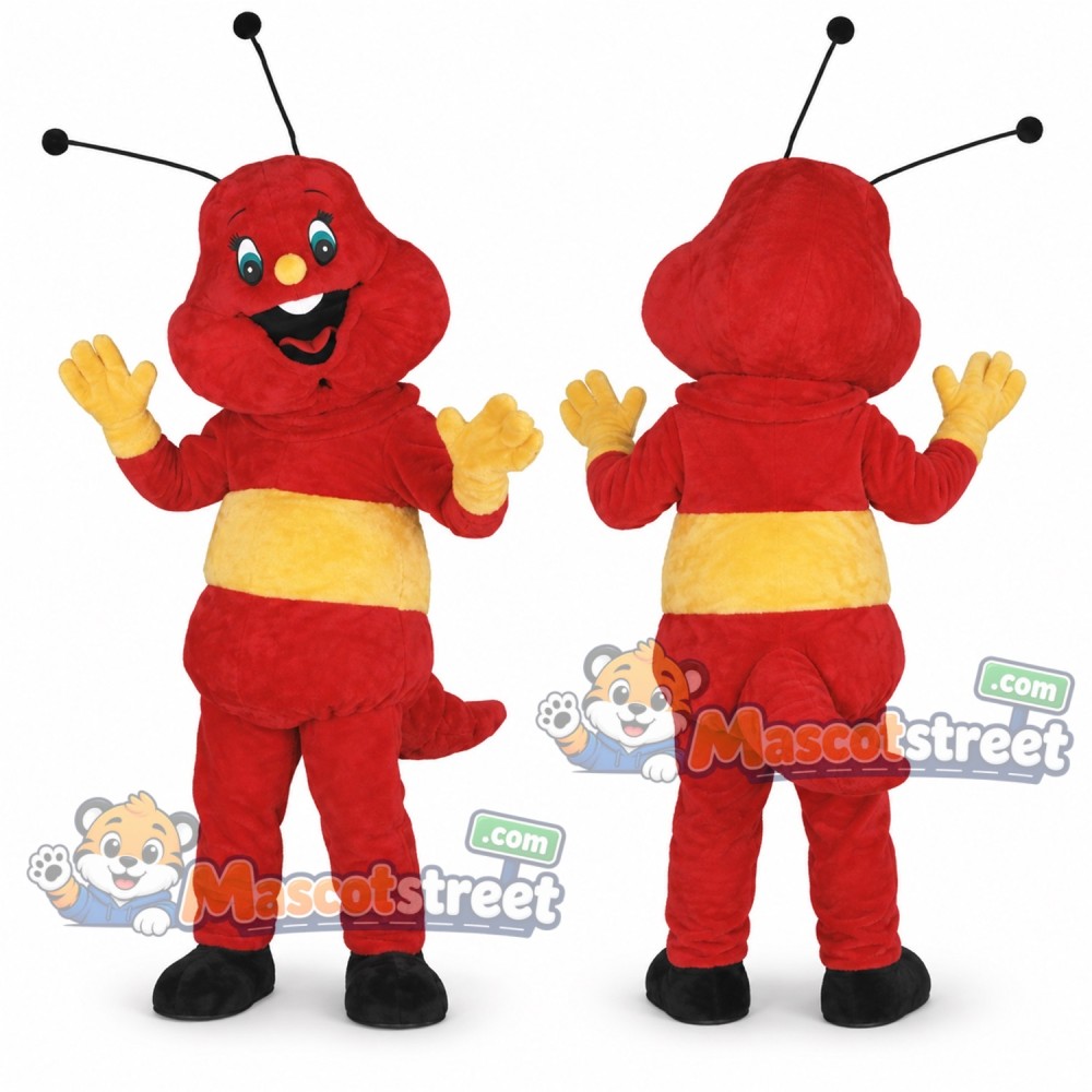 Red Caterpillar Mascot Costume Red Caterpillar Mascot Costume