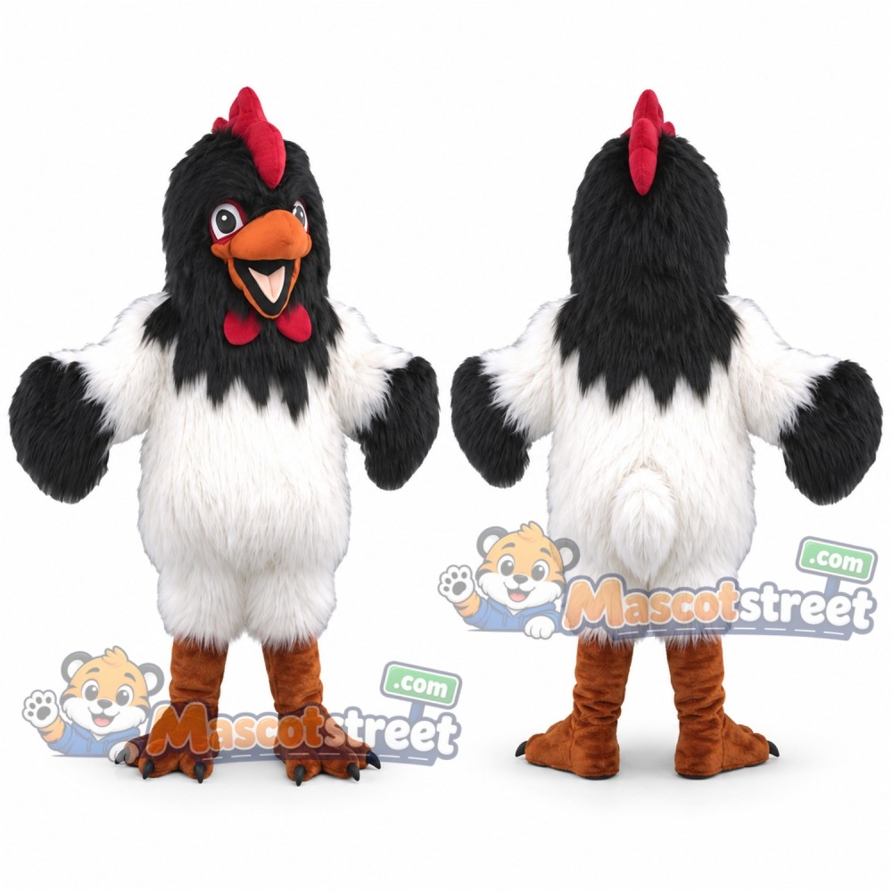 Black and White Rooster Mascot Costume