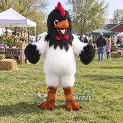 Black and White Rooster Mascot Costume