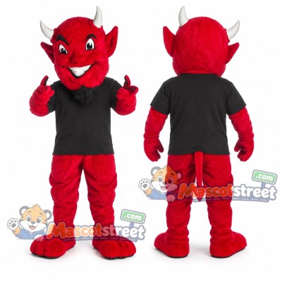 Red Devil Mascot Costume with Black Shirt Red Devil Mascot Costume with Black Shirt