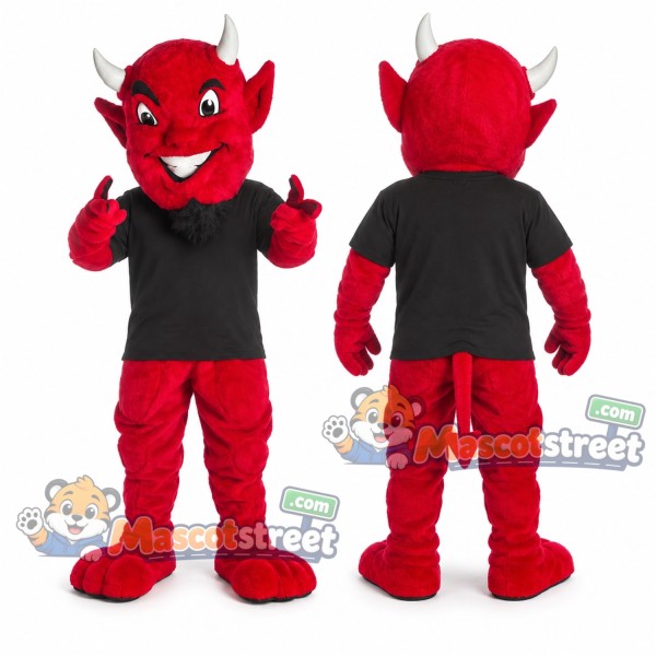 Red Devil Mascot Costume with Black Shirt