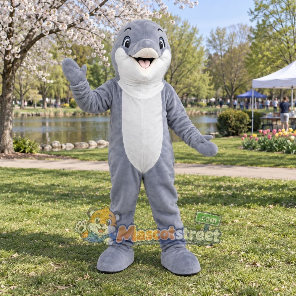 Gray Dolphin Mascot Costume Gray Dolphin Mascot Costume