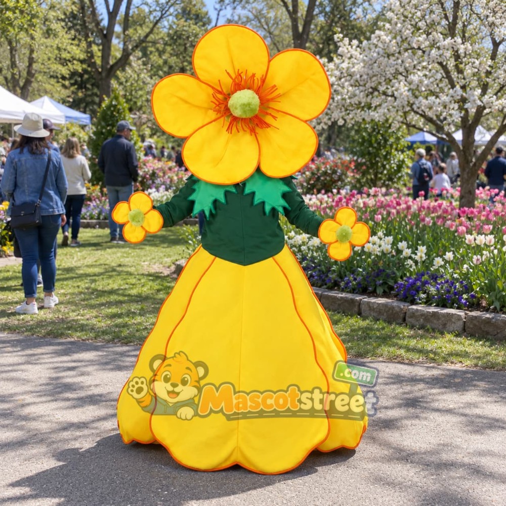 Yellow Flower Mascot Costume with Yellow Dress Yellow Flower Mascot Costume with Yellow Dress